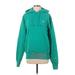 Champion Pullover Hoodie: Green Solid Tops - Women's Size Small