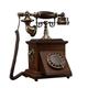 Retro Phone Telephone Old Solid Wood Rotary Dial Antique Retro Dial Phone Chinese Home Landline Office Fixed-Line Turntable Phone with Classic Bell Ringer