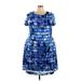 Avenue Casual Dress - A-Line Scoop Neck Short sleeves: Blue Dresses - Women's Size 22 Plus