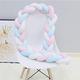 PTKG Baby Braided Crib Bumper Knotted Cot Bumpers Bed Braid Pillows Cushion for Room Decor, 100% Cotton Soft Knot Pillow Baby Bed Cushion All Round Braided Protector Baby Bumpers,pink+white+blue,5m