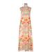 Banana Republic Factory Store Casual Dress - Maxi V Neck Sleeveless: Orange Print Dresses - Women's Size 6