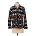 Woolrich Long Sleeve Button Down Shirt: Black Aztec or Tribal Print Tops - Women's Size Small