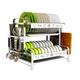 DNGFDSD Dish Drying Rack, 304 Stainless Steel 2-Tier Dish Rack with Utensil Holder Cutting Board Holder and Dish Drainer for Kitchen Counter (Size : with Side Holders) (With side holders)