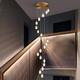 WYRMB Nordic Spiral Staircase Long Chandelier, Light Luxury All-Copper Duplex Building, Duplex Hall, Villa, Staircase, Restaurant Lamp (10 Heads)