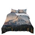 Bedding Double Bed Set Snow Mountain Duvet Cover Sets Soft Microfibre Double Duvet Set Hypoallergenic Duvet Covers Washable Bedding Zipper Closure Duvet Set with 2 Pillowcases 50x75cm