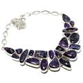 VACHEE Purple Russian Charoite Handmade Heavy Collar Necklace 18" Girls women 925 Sterling Silver Plated Jewelry from 533