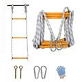 Agashi Rope Ladder, Fire Escape Ladder, 2/3/4 Storey Safety Rope Ladder with Hooks Weight Capacity up to 420Kg/25M/82Ft