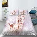Sxakswol Cherry Blossoms Duvet Cover Floral Spring Bedding Set Double Size Quilt Cover 3D Printed Microfibre Comforter Cover with Zipper and Pillowcases 3 Pcs v7780