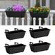 YBING Railing Planter Box 4 Pack Window Boxes Planter with Adjustable Brackets Deck Railing Hanging Flower Boxes 17 Inches Balcony Planters Black Fence Hanging planters for Outdoor