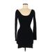American Apparel Casual Dress - Bodycon Scoop Neck Long sleeves: Black Solid Dresses - Women's Size Medium