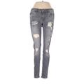 Denim Co Jeans - Low Rise Skinny Leg Trashed: Gray Bottoms - Women's Size 0 - Gray Wash