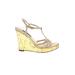 Nina Wedges: Gold Solid Shoes - Women's Size 8 1/2 - Open Toe