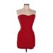 Symphony Cocktail Dress - Mini Strapless Strapless: Red Solid Dresses - Women's Size Medium