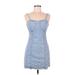 Shein Casual Dress - Bodycon Sweetheart Sleeveless: Blue Solid Dresses - Women's Size Medium