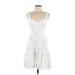 Saloni Casual Dress - A-Line V Neck Sleeveless: White Print Dresses - Women's Size 6