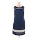 Liz Claiborne Casual Dress - Mini Scoop Neck Sleeveless: Blue Color Block Dresses - Women's Size 18