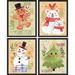 SIGNLEADER Christmas Cute Snowman Christmas Tree Polar Bear Framed On Paper 4 Pieces Print Paper in Green/Red | 14 H x 11 W x 1 D in | Wayfair