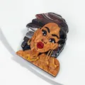 Fashion Acrylic Black Lady Brooches for Women New Cartoon African Girl Figure Brooch Badges Pins