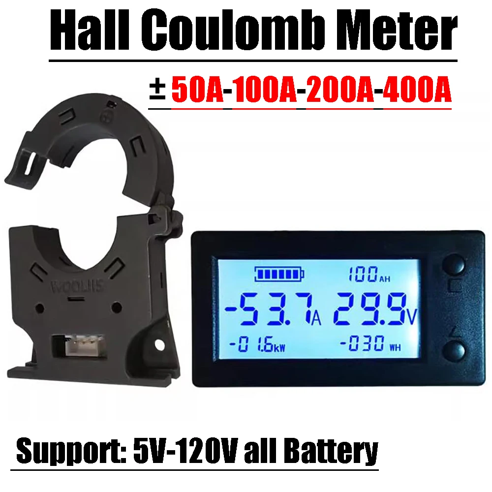 Bluetooth Hall Coulomb Meter 100A 200A 400A Spannung Strom Leistungsanzeige DC 12V 24V 36V 48V 60V Batterie Blei-Säure Lifepo4 BMS Image