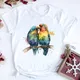 Tukan/Papagei Vogel drucken T-Shirt Mädchen Regenbogen Blumen Love birds T-Shirt Frauen Kleidung