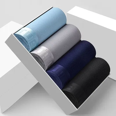 4 stücke Herren Boxershorts Eis Seide Unterwäsche plus Größe Unterhosen cool atmungsaktiv sexy Image