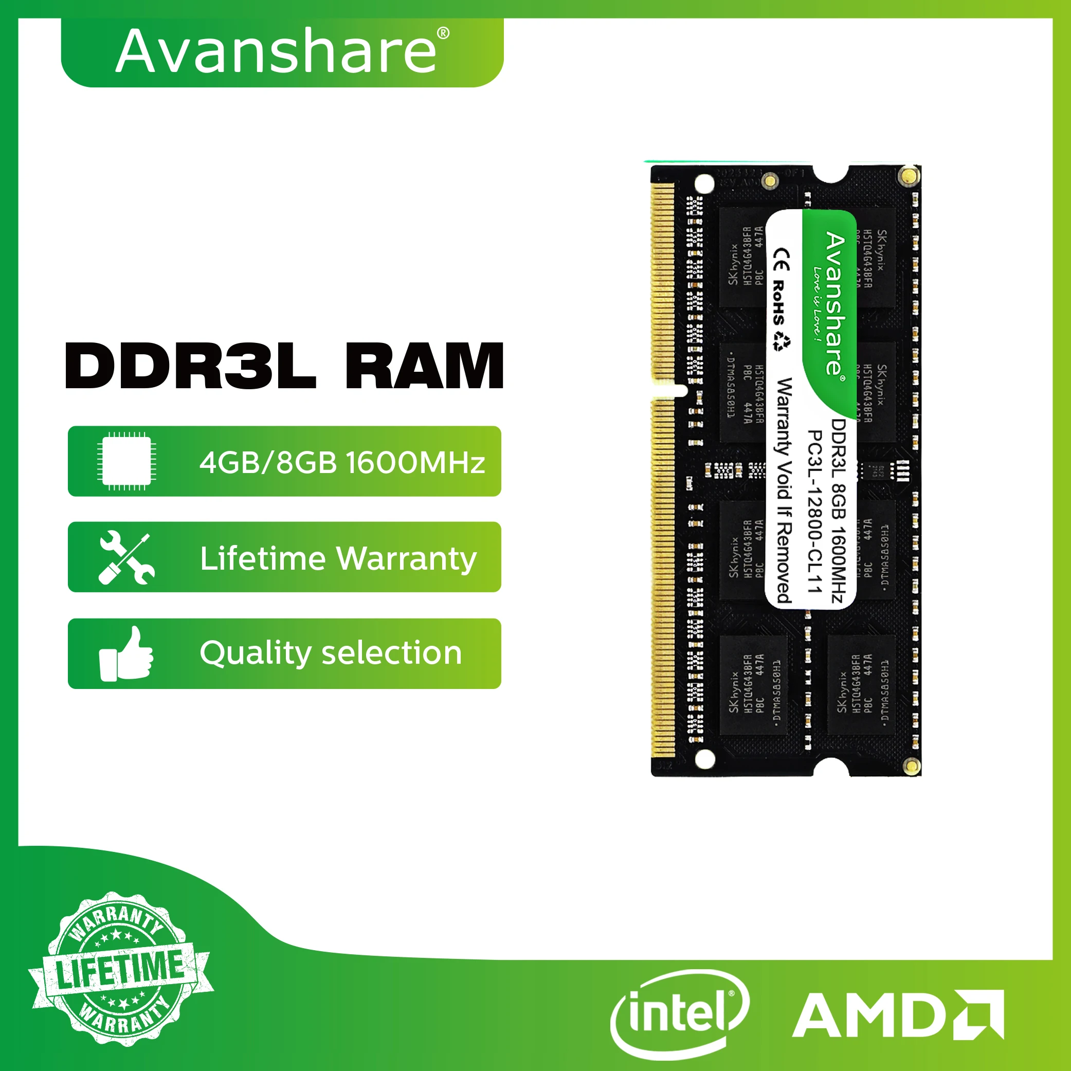 Avanshare Ram Memories DDR5 DDR4 DDR3 DDR3L 32 GB 16 GB 8 GB 4 GB 2 GB 1333 1600 2400 2666 3200 5600 MHz Laptop-Notebook-Speicher Sodimm Image