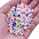 50Pcs/set 8mm White Colorful Flat Heart Beads DIY for Jewelry Making Loose Necklace Bracelet Pendant