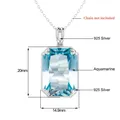 Real 925 Sterling Silver Aquamarine Necklace Pendant Anniversary Banquet Accessories Woman Fine