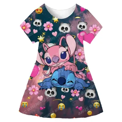 Disney Stitch Abenteuer Kleid Mädchen Sommer Vaiana Kostüm Kleid Kleid Kinder/Erwachsene Geburtstags Image