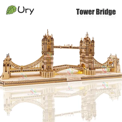Ury 3d Holz puzzle England London Tower Bridge mit Licht führte Retro-Montage Souvenir-Kits für