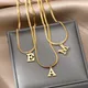 KISSWIFE Stainless Steel Gold Color Snake Chain A-Z Initial Letter Pendant Necklace for Women