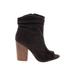 Indigo Rd. Ankle Boots: Slouch Chunky Heel Boho Chic Black Print Shoes - Women's Size 7 1/2 - Peep Toe