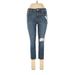 LC Lauren Conrad Jeans - Mid/Reg Rise Skinny Leg Cropped: Blue Bottoms - Women's Size 10 - Dark Wash