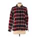 Woolrich Long Sleeve Button Down Shirt: Burgundy Checkered/Gingham Tops - Women's Size Large