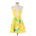 Lilly Pulitzer Casual Dress - Fit & Flare High Neck Sleeveless: Yellow Floral Dresses - Women's Size 0