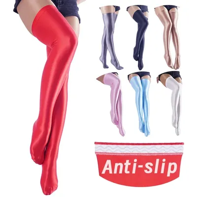 YAULAANG Shiny Japanese Sexy Stockings Thigh High Over The Knee High Socks for Women Extra Long Thigh high Stockings