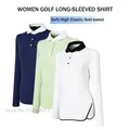 Women Long-sleeved Breathable Golf Shirts Ladies Elastic Golf Sports Polo T-shirt Quick-dry Training