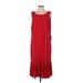 Adrianna Papell Casual Dress - Midi Scoop Neck Sleeveless: Red Solid Dresses - New - Women's Size 2