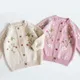 2023 Autumn Kids Sweater Cute Flowers embroidery Girls Knitted Cardigan Baby Girl strawberry Coats