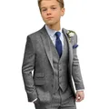 Boy's 3 Piece Suit Boy Dress Suits for Wedding Single Breasted Elegant Tuxedos Herringbone Tweed