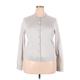 J.Crew Factory Store Cardigan Sweater: Silver Color Block Sweaters & Sweatshirts - Women's Size 2X-Large