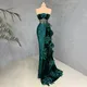 New Arrival Emerald Green Prom Dress Long Formal Party Gowns 2024 Strapless Velvet Wedding Party