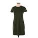 Old Navy Casual Dress - Mini High Neck Short sleeves: Green Solid Dresses - Women's Size X-Small Petite