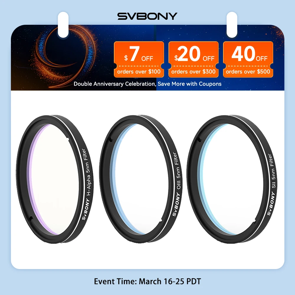 Svbony SV227 2/1,25 Zoll Filter 5 nmH-Alpha SII-CCD OIII-CCD Schmalband für Astronomie-Teleskop Deep Space Planetary Photography Image