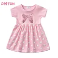 Dxton Baumwolle Kleinkinder Kleidung Sommer Kinder Kleider für Mädchen Pailletten Schmetterling