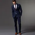 Abito da uomo blu scuro su misura abito da uomo su misura su misura abito da sposo Slim Fit per uomo