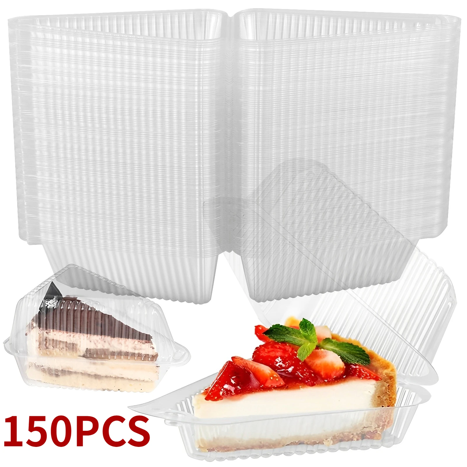 150 pz Torta Fetta Contenitore Triangolo Trasparente Scatola Da Dessert Riutilizzabile Scatola di Imballaggio Alimentare Mousse di Plastica Cheesecake scatola per Torta Alla Frutta