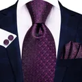 Hi-Tie Dot cravatta di lusso in seta viola per uomo accessorio moda uomo cravatta fazzoletto gemello