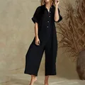 Nuova estate tuta donna elegante Casual risvolto fibbia stampata tuta donna pantaloni tuta tuta tuta