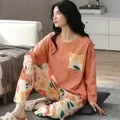 Pyjama ample à manches longues pour femmes costume simple vêtements de maison grande taille
